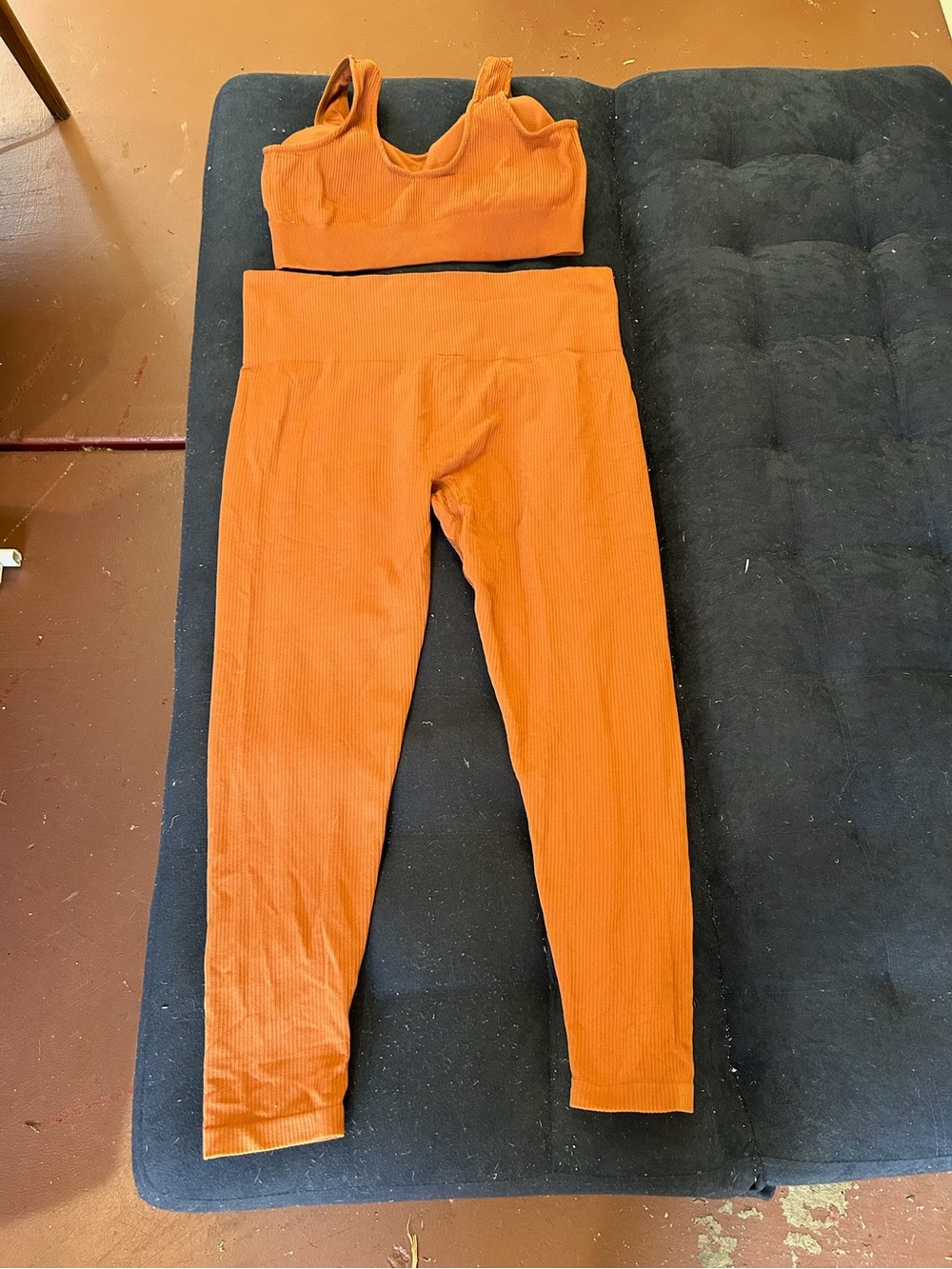 Saisei Ribbed Active Set Top in Rust